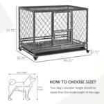Heavy Duty Dog Cage Metal Kennel and Crate Dog Playpen with Lockable Wheels, Slide-out Tray, Food Bowl and Double Doors - Image 3