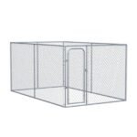 Outdoor Dog Kennel Galvanized Chain Link Fence Heavy Duty Pet Run House Chicken Coop with Secure Lock Mesh Sidewalls for Backyard, Silver