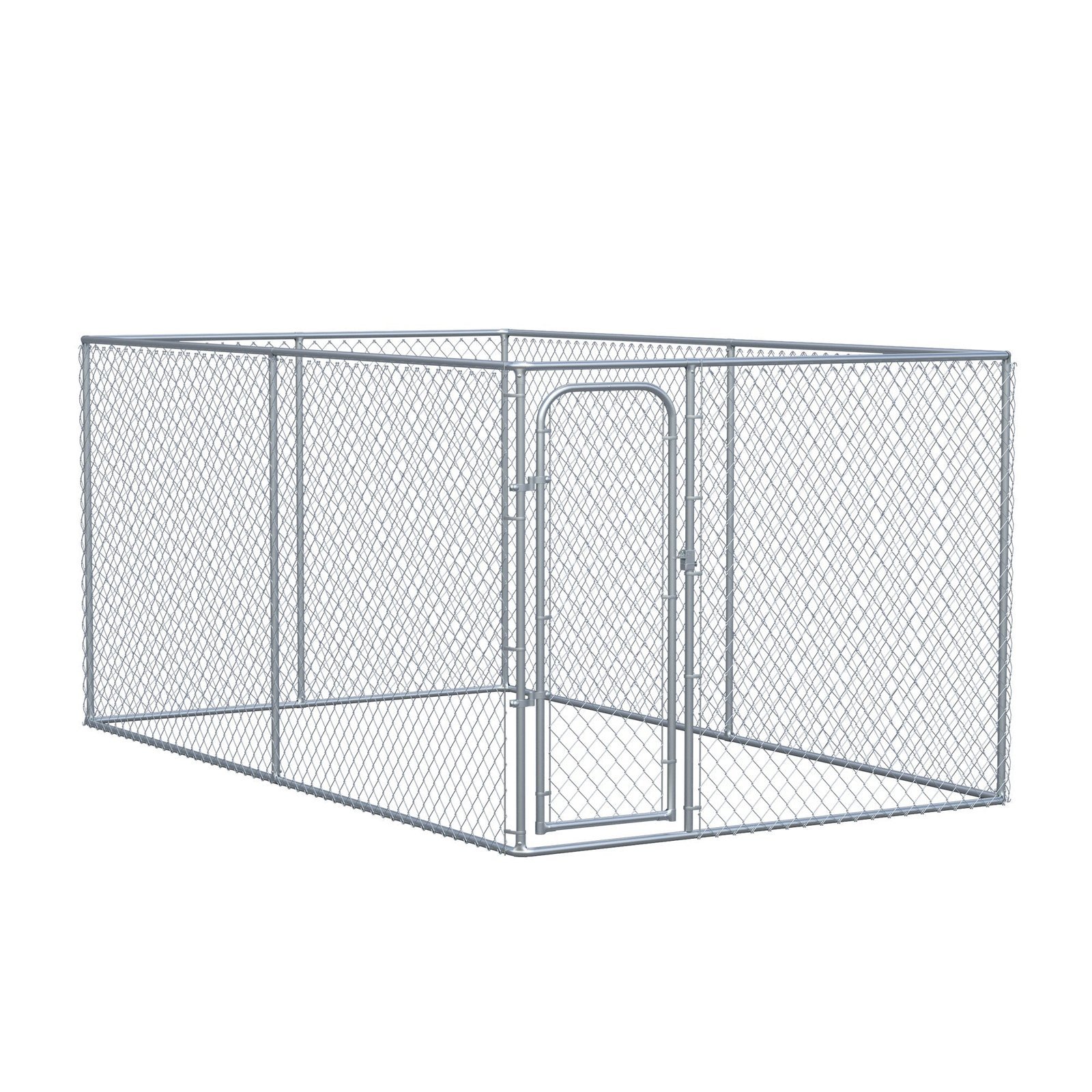 8bC98a182ceade1ea.jpg Outdoor Dog Kennel Galvanized Chain Link Fence Heavy Duty Pet Run House Chicken Coop with Secure Lock Mesh Sidewalls for Backyard, Silver - Image 1