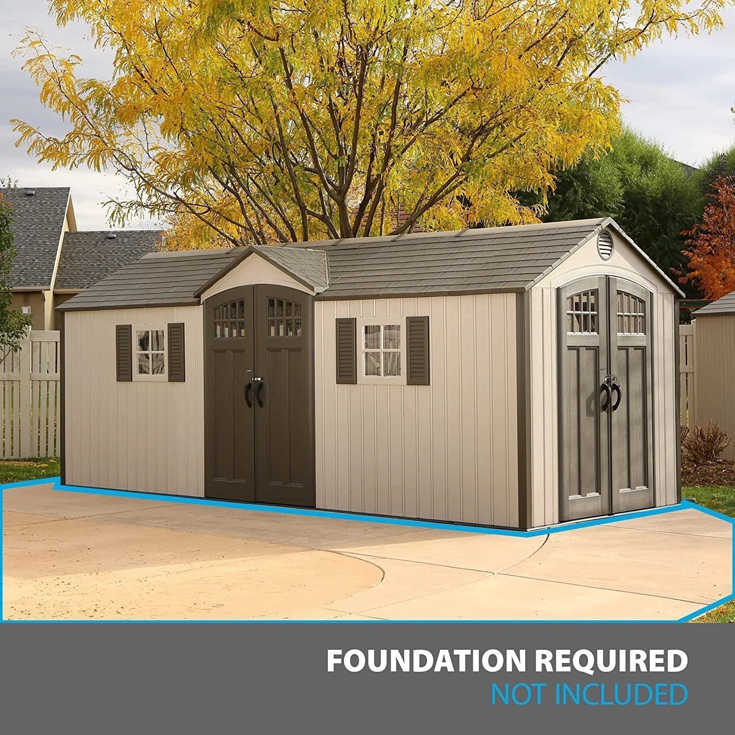 91Udixt-TwL._AC_SL1500.jpg Lifetime 60127 20 x 8 Ft. Outdoor Storage Shed, Desert Sand - Image 1