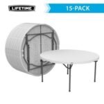 Lifetime (15) 60 in. Round Tables and Cart Combo - Image 2