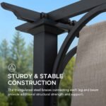 SUNJOY 9x12 Steel Retractable Pergola with Beige Roof for Backyard - Image 5