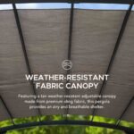 SUNJOY 10x12 Metal Pergola with Retractable Canopy and Curved Roof - Natural Cedar Finish - Image 5