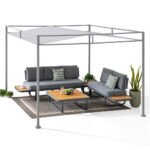 SUNJOY 10x10 Darkeford Metal Pergola with Sling Fabric Canopy - Gray - Image 9