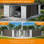 SUNJOY 10x20 Storage Shed Kits with Lockable Doors and Vents - Light Gray - Image 10