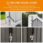 SUNJOY 10x20 Storage Shed Kits with Lockable Doors and Vents - Light Gray - Image 5