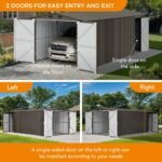 SUNJOY 10x20 Storage Shed Kits with Lockable Doors and Vents - Tan - Image 10