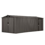 SUNJOY 10x20 Storage Shed Kits with Lockable Doors and Vents - Tan - Image 2