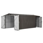 SUNJOY 10x20 Storage Shed Kits with Lockable Doors and Vents - Tan - Image 12