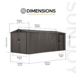 SUNJOY 10x20 Storage Shed Kits with Lockable Doors and Vents - Tan - Image 4