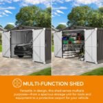SUNJOY 10x20 Storage Shed Kits with Lockable Doors and Vents - Tan - Image 11