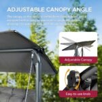 SUNJOY 3-Seat Italian-Made Patio Swing Chair with Adjustable Canopy and 4" Cushions – Gray - Image 6