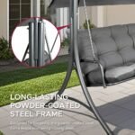 SUNJOY 3-Seat Italian-Made Patio Swing Chair with Adjustable Canopy and 4" Cushions – Gray - Image 8