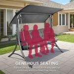 SUNJOY 3-Seat Italian-Made Patio Swing Chair with Adjustable Canopy and 4" Cushions – Gray - Image 11