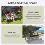 SUNJOY 4-Seat Italian-Made Patio Swing Chair / Bed with Adjustable Canopy and Cushions – Gray - Image 16