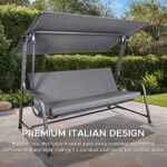 SUNJOY 4-Seat Italian-Made Patio Swing Chair / Bed with Adjustable Canopy and Cushions – Gray - Image 8