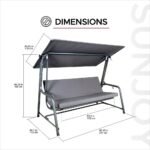 SUNJOY 4-Seat Italian-Made Patio Swing Chair / Bed with Adjustable Canopy and Cushions – Gray - Image 5