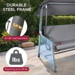 SUNJOY 4-Seat Italian-Made Patio Swing Chair / Bed with Adjustable Canopy and Cushions – Gray - Image 10