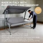 SUNJOY 4-Seat Italian-Made Patio Swing Chair / Bed with Adjustable Canopy and Cushions – Gray - Image 6