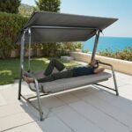 SUNJOY 4-Seat Italian-Made Patio Swing Chair / Bed with Adjustable Canopy and Cushions – Gray - Image 2