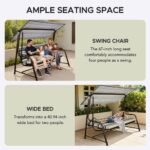 SUNJOY 4-Seat Italian-Made Patio Swing Chair / Bed with Adjustable Canopy and Cushions – Stripe - Image 11