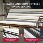 SUNJOY 4-Seat Italian-Made Patio Swing Chair / Bed with Adjustable Canopy and Cushions – Stripe - Image 12