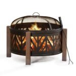 SUNJOY 31 Inch Black Wood Burning Steel Fire Pit with Spark Screen - Image 10