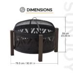 SUNJOY 31 Inch Black Wood Burning Steel Fire Pit with Spark Screen - Image 3