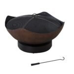 SUNJOY 32 Inch Copper Steel Outdoor Wood Fire Pit with Spark Screen - Image 10