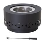 SUNJOY 28 Inch Round Stainless Steel Smokeless Fire Pit with PVC Cover and Poker - Black - Image 12