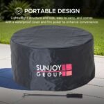 SUNJOY 28 Inch Round Stainless Steel Smokeless Fire Pit with PVC Cover and Poker - Black - Image 10
