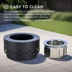 SUNJOY 28 Inch Round Stainless Steel Smokeless Fire Pit with PVC Cover and Poker - Black - Image 9