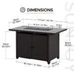 SUNJOY 44 Inch Propane Gas Fire Pit Table with Tile Tabletop & Lava Rocks - Image 5