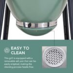 SUNJOY 20 Inch Charcoal Grill, Kamado Grill with Pizza Stone, Ultimate Egg BBQ Grill and Smoker with Wheels - Green - Image 8