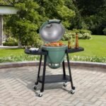 SUNJOY 20 Inch Charcoal Grill, Kamado Grill with Pizza Stone, Ultimate Egg BBQ Grill and Smoker with Wheels - Green