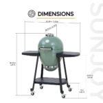 SUNJOY 20 Inch Charcoal Grill, Kamado Grill with Pizza Stone, Ultimate Egg BBQ Grill and Smoker with Wheels - Green - Image 13