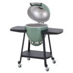 SUNJOY 20 Inch Charcoal Grill, Kamado Grill with Pizza Stone, Ultimate Egg BBQ Grill and Smoker with Wheels - Green - Image 14
