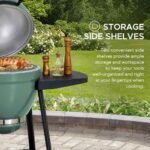 SUNJOY 20 Inch Charcoal Grill, Kamado Grill with Pizza Stone, Ultimate Egg BBQ Grill and Smoker with Wheels - Green - Image 9