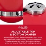 SUNJOY 20 Inch Charcoal Grill, Kamado Grill with Pizza Stone, Ultimate Egg BBQ Grill and Smoker with Wheels - Red - Image 5