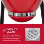 SUNJOY 20 Inch Charcoal Grill, Kamado Grill with Pizza Stone, Ultimate Egg BBQ Grill and Smoker with Wheels - Red - Image 6