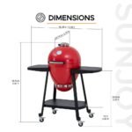 SUNJOY 20 Inch Charcoal Grill, Kamado Grill with Pizza Stone, Ultimate Egg BBQ Grill and Smoker with Wheels - Red - Image 12