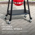 SUNJOY 20 Inch Charcoal Grill, Kamado Grill with Pizza Stone, Ultimate Egg BBQ Grill and Smoker with Wheels - Red - Image 10