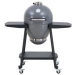SUNJOY 20 Inch Charcoal Grill, Kamado Grill with Pizza Stone, Ultimate Egg BBQ Grill and Smoker with Wheels - Gray - Image 2