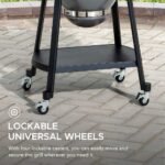 SUNJOY 20 Inch Charcoal Grill, Kamado Grill with Pizza Stone, Ultimate Egg BBQ Grill and Smoker with Wheels - Gray - Image 9