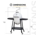 SUNJOY 20 Inch Charcoal Grill, Kamado Grill with Pizza Stone, Ultimate Egg BBQ Grill and Smoker with Wheels - White - Image 13