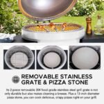 SUNJOY 20 Inch Charcoal Grill, Kamado Grill with Pizza Stone, Ultimate Egg BBQ Grill and Smoker with Wheels - White - Image 5