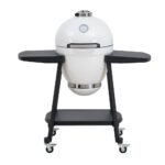 SUNJOY 20 Inch Charcoal Grill, Kamado Grill with Pizza Stone, Ultimate Egg BBQ Grill and Smoker with Wheels - White - Image 2