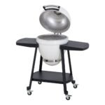 SUNJOY 20 Inch Charcoal Grill, Kamado Grill with Pizza Stone, Ultimate Egg BBQ Grill and Smoker with Wheels - White - Image 14