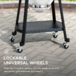SUNJOY 20 Inch Charcoal Grill, Kamado Grill with Pizza Stone, Ultimate Egg BBQ Grill and Smoker with Wheels - White - Image 10