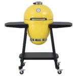 SUNJOY 20 Inch Charcoal Grill, Kamado Grill with Pizza Stone, Ultimate Egg BBQ Grill and Smoker with Wheels - Yellow - Image 2
